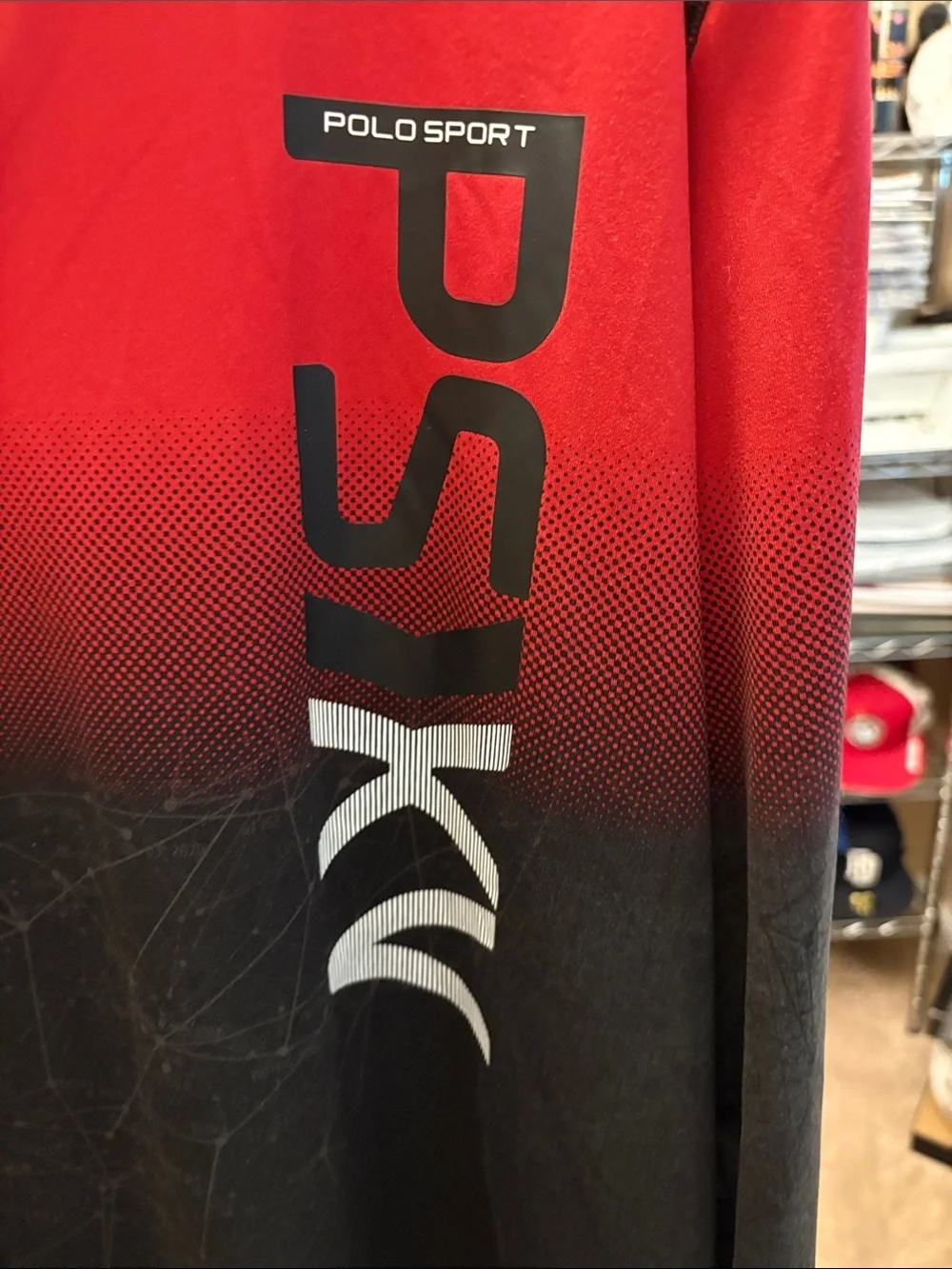 Polo by Ralph Lauren PSX Red to Black Gradient Long Sleeve Quarter-Zip Shirt